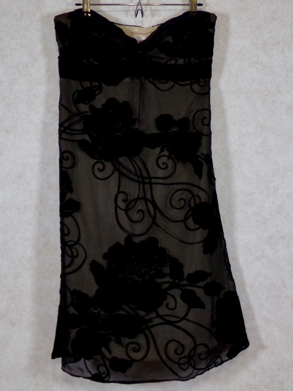NWT White House Black Market Strapless Velvety 38% Silk Contrast Dress Black Sz4